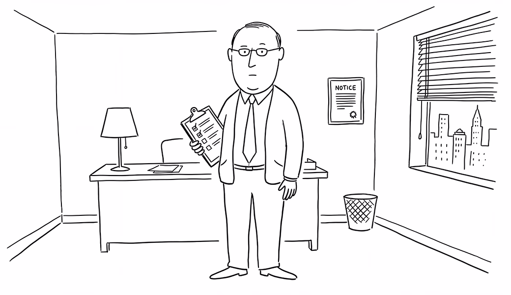 Office manager reviewing cleaning checklist in a commercial office Wilmington NC